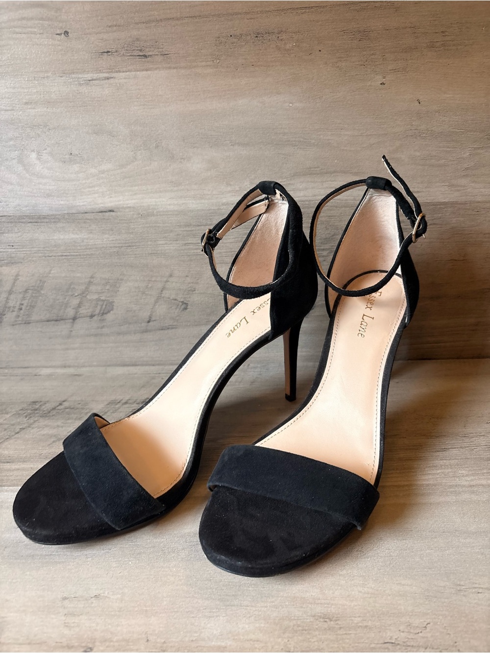 Essex Lane Black Ankle Strap Heels Womens Size 10